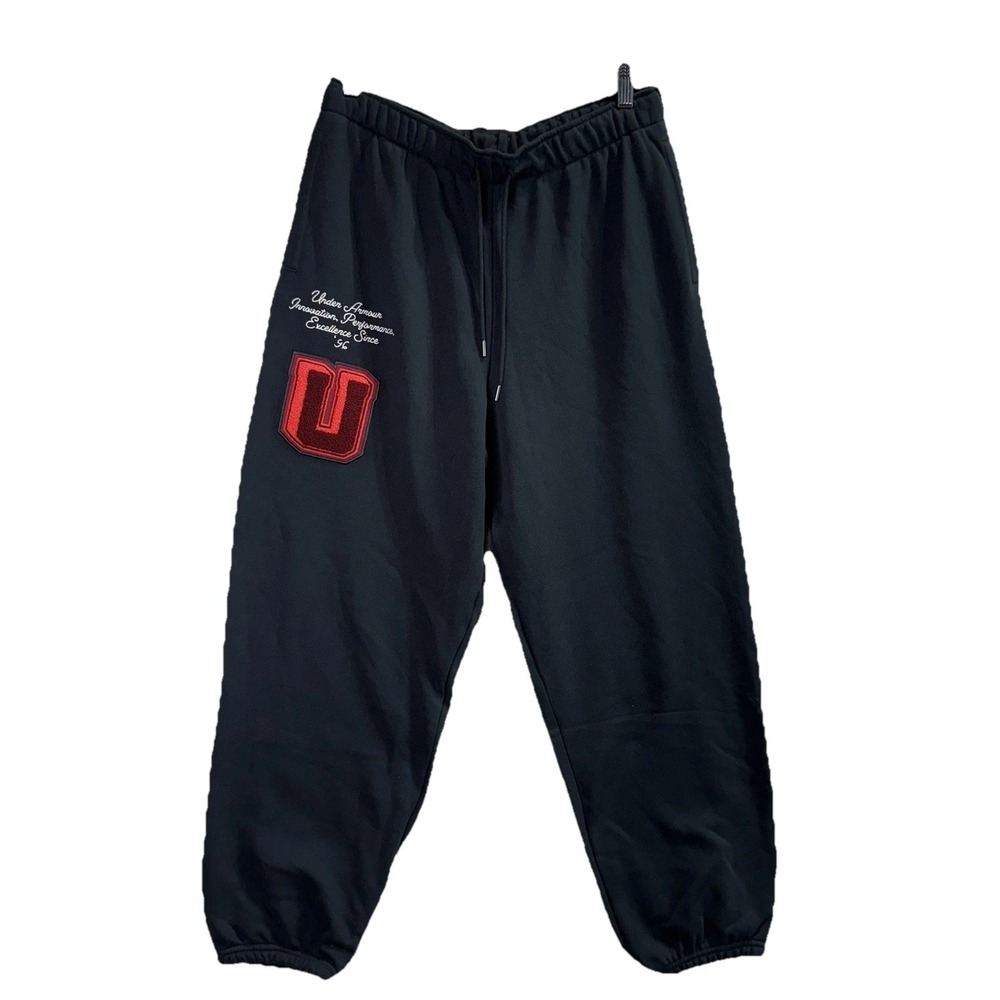 Under Armour Womens‎ Icon Heavyweight Jogger Sweatpants Medium Black Patch Logo